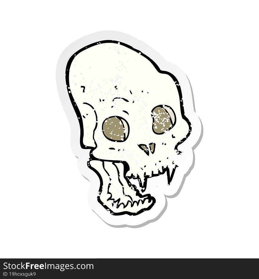 Retro Distressed Sticker Of A Cartoon Spooky Vampire Skull