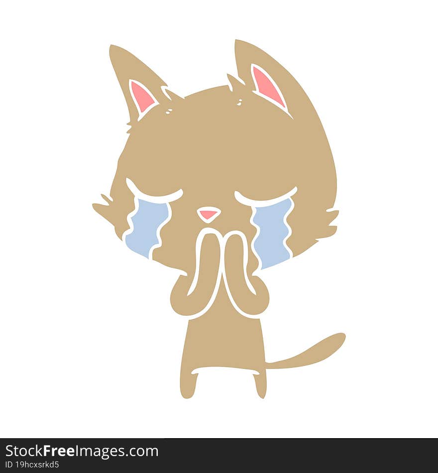 crying flat color style cartoon cat