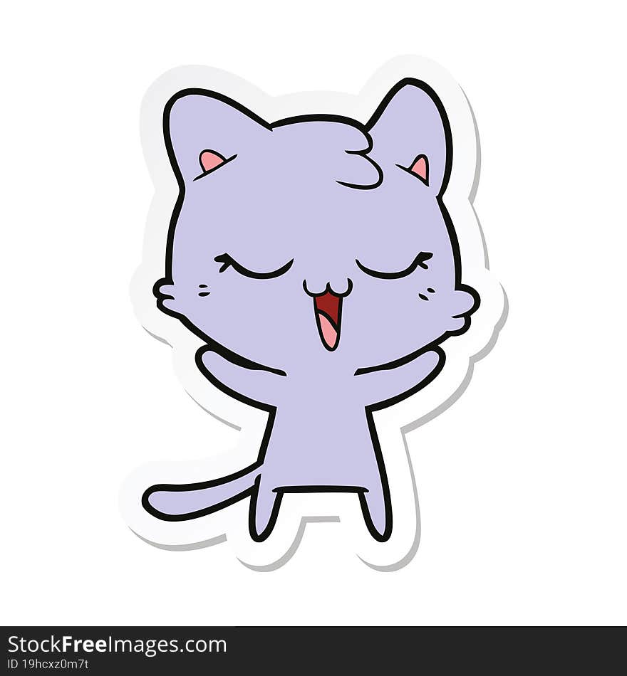 sticker of a happy cartoon cat