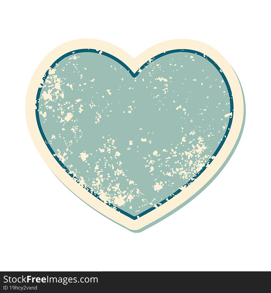 distressed sticker tattoo style icon of a heart