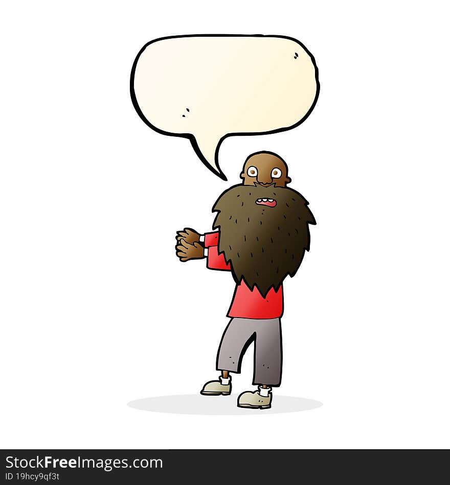 cartoon bearded old man with speech bubble