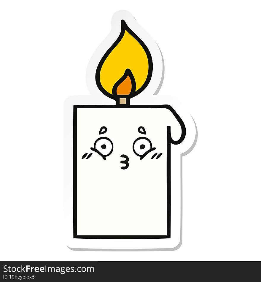 sticker of a cute cartoon lit candle