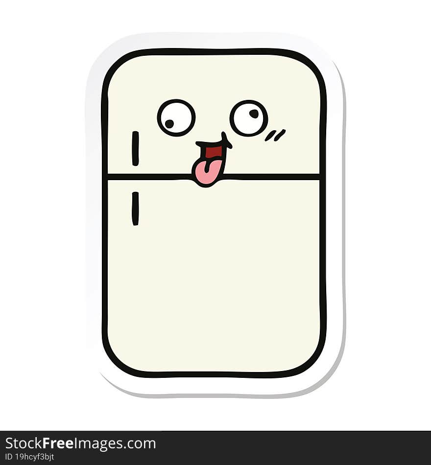 sticker of a cute cartoon fridge freezer