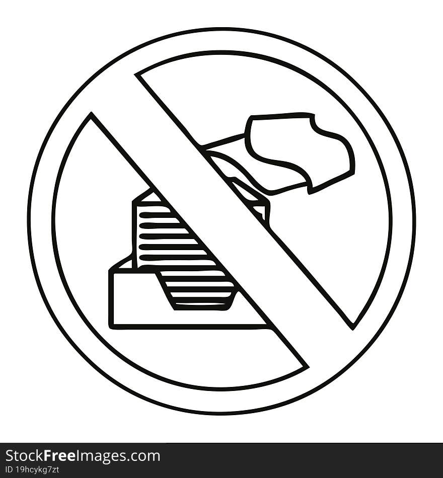 line drawing cartoon of a paper ban sign