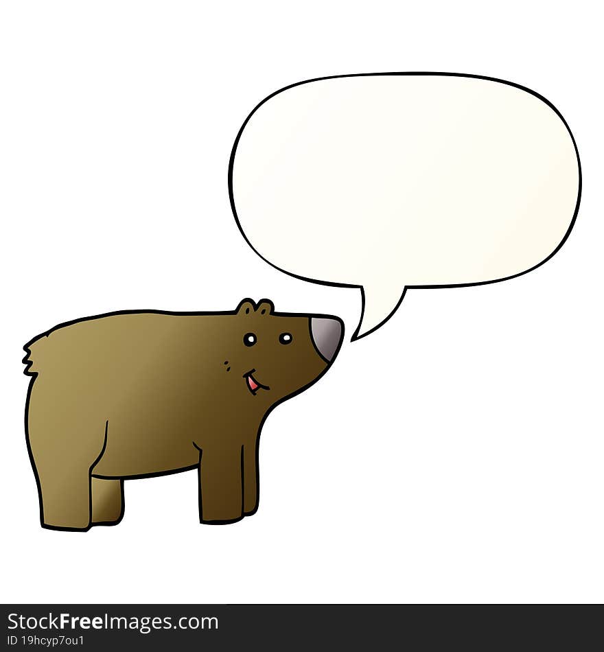 cartoon bear and speech bubble in smooth gradient style