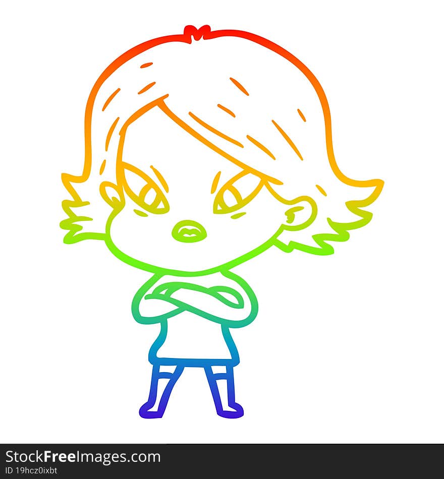 rainbow gradient line drawing cartoon stressed woman