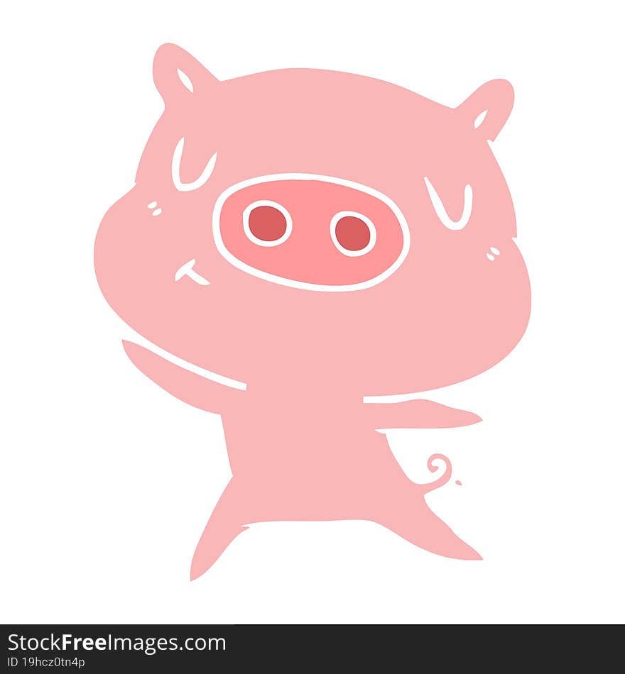 flat color style cartoon content pig