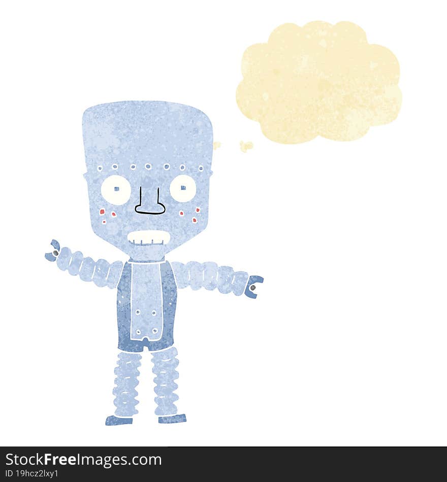 cartoon robot with thought bubble