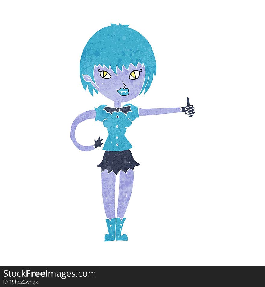 cartoon vampire girl giving thumbs up sign