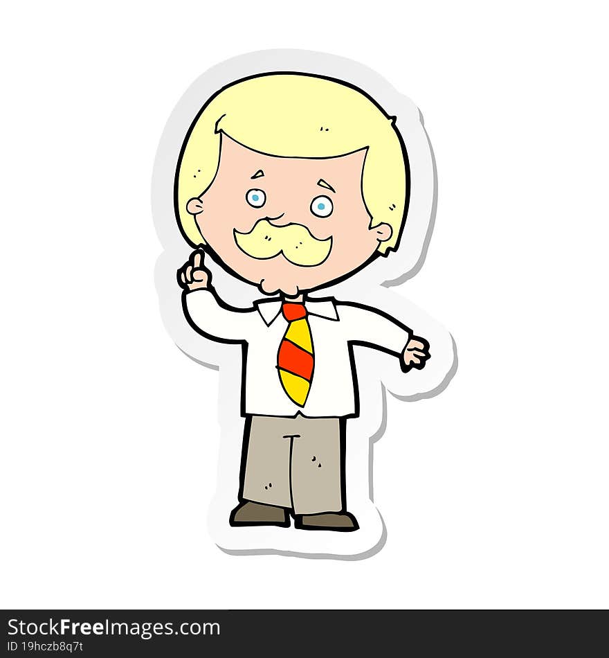 sticker of a cartoon newsreader man with idea