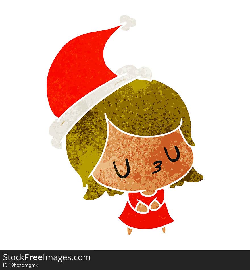 christmas retro cartoon of kawaii girl