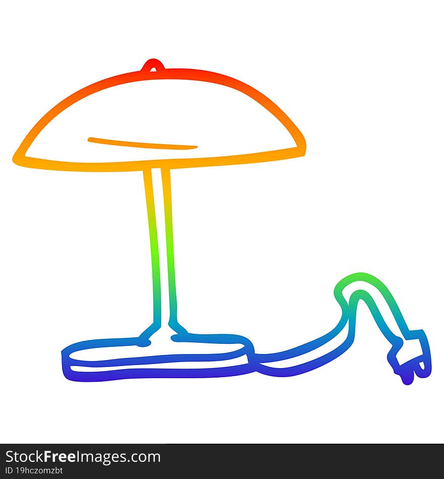 rainbow gradient line drawing cartoon desk lamp