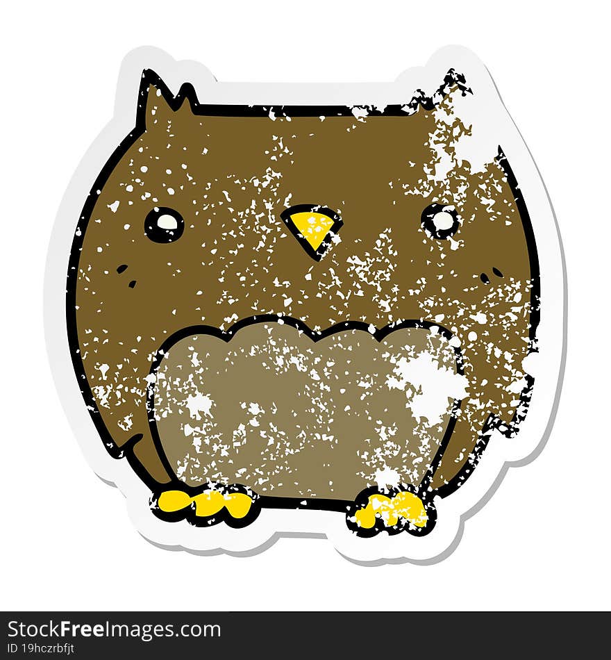 distressed sticker of a cute cartoon owl