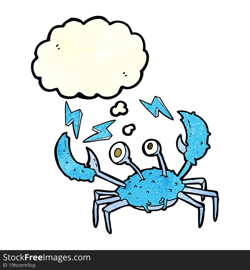 cartoon crab with thought bubble