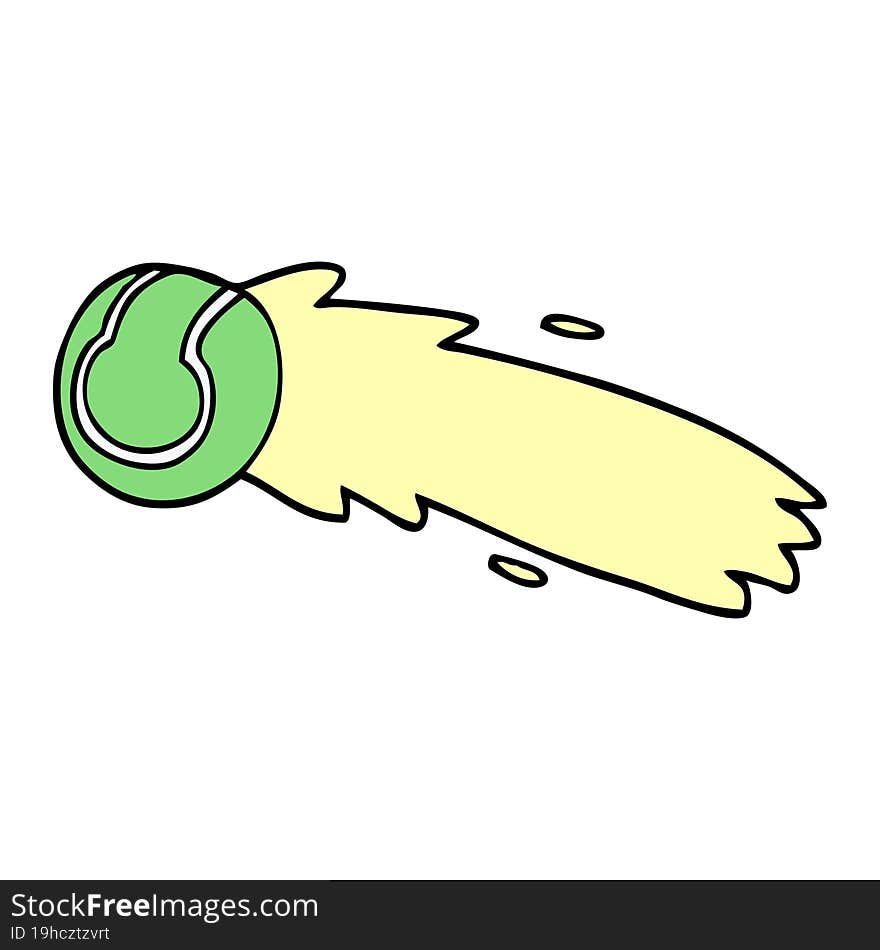 Cartoon Doodle Flying Tennis Ball