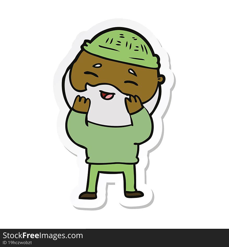 sticker of a cartoon happy bearded man