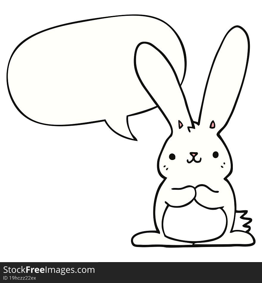 cartoon rabbit with speech bubble. cartoon rabbit with speech bubble