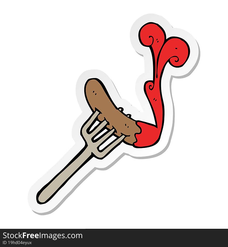 sticker of a cartoon hotdog and ketchup