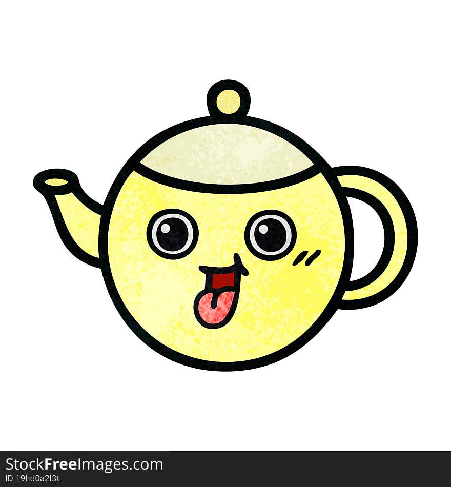 Retro Grunge Texture Cartoon Tea Pot