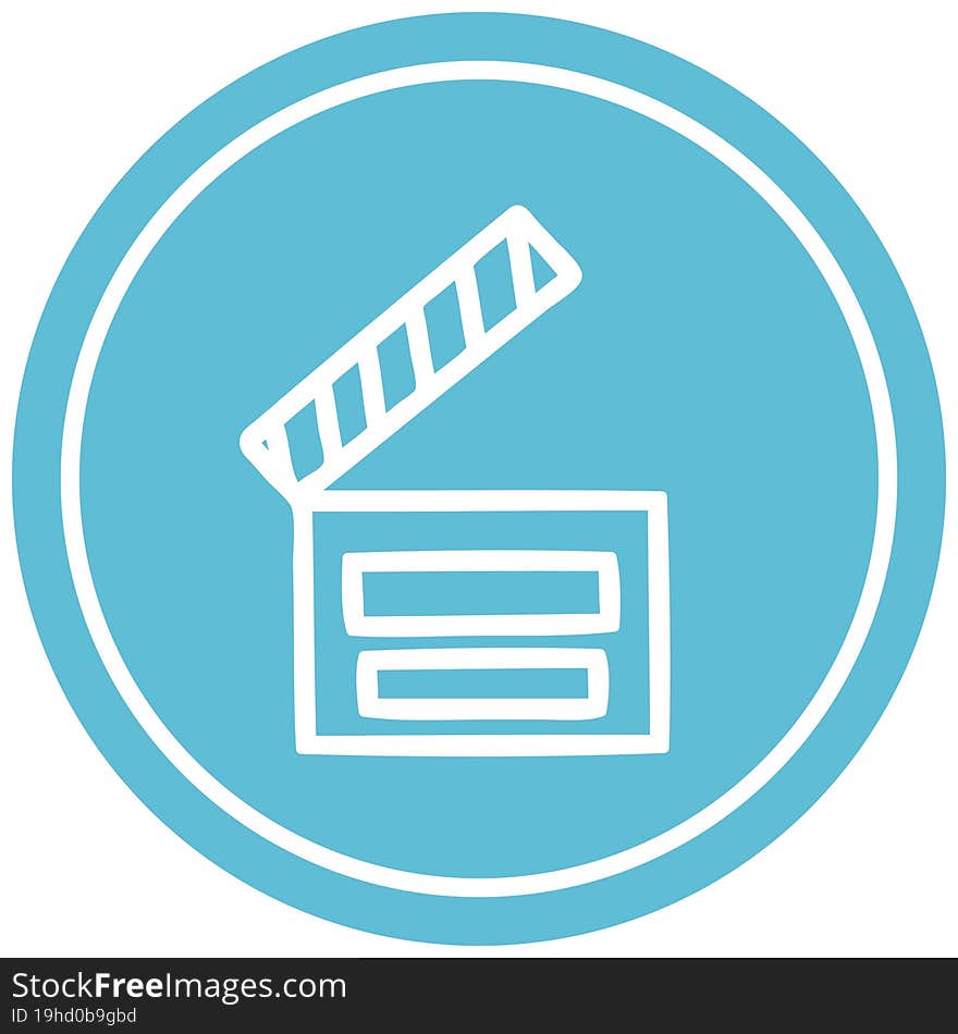 movie clapper board circular icon symbol