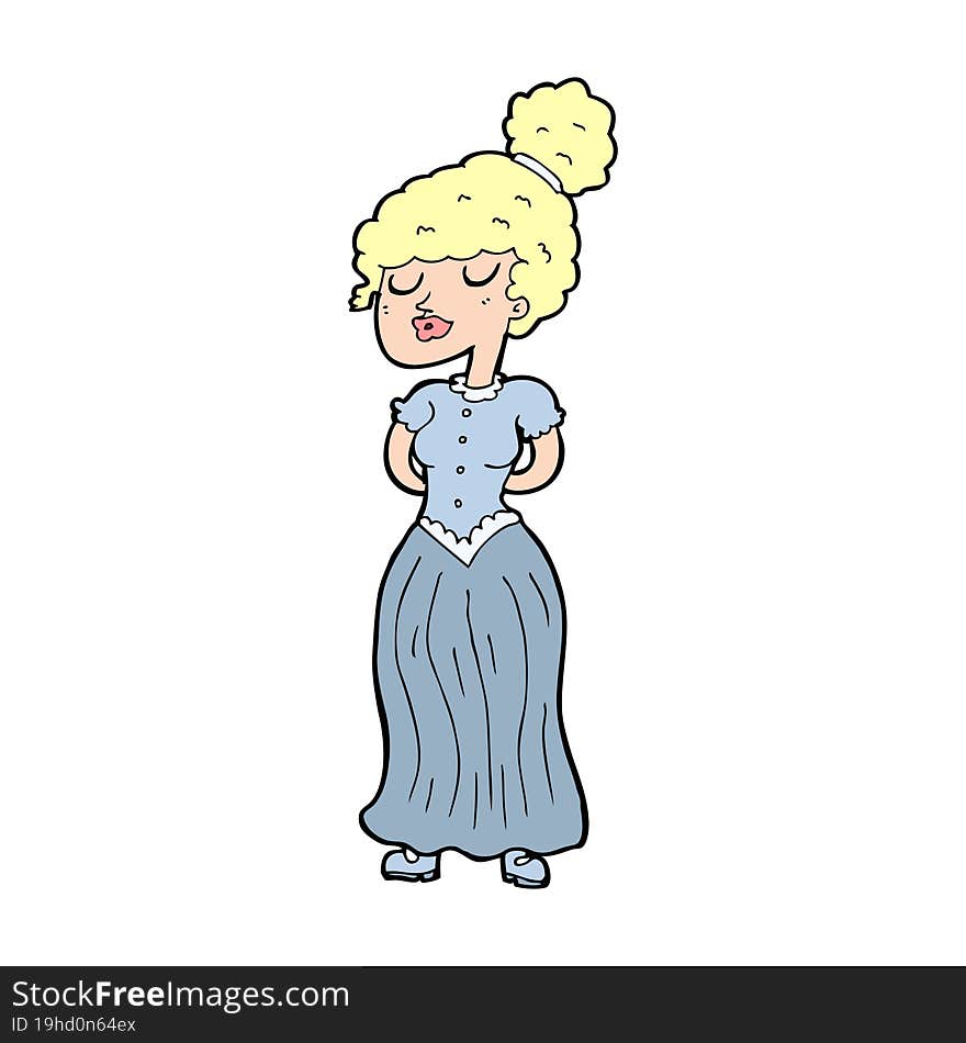 cartoon pretty victorian woman