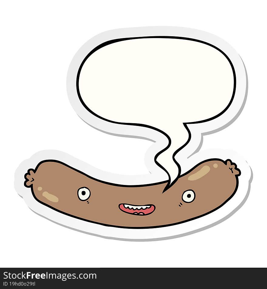 cartoon sausage and speech bubble sticker