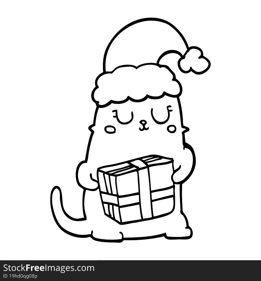 cute cartoon christmas cat