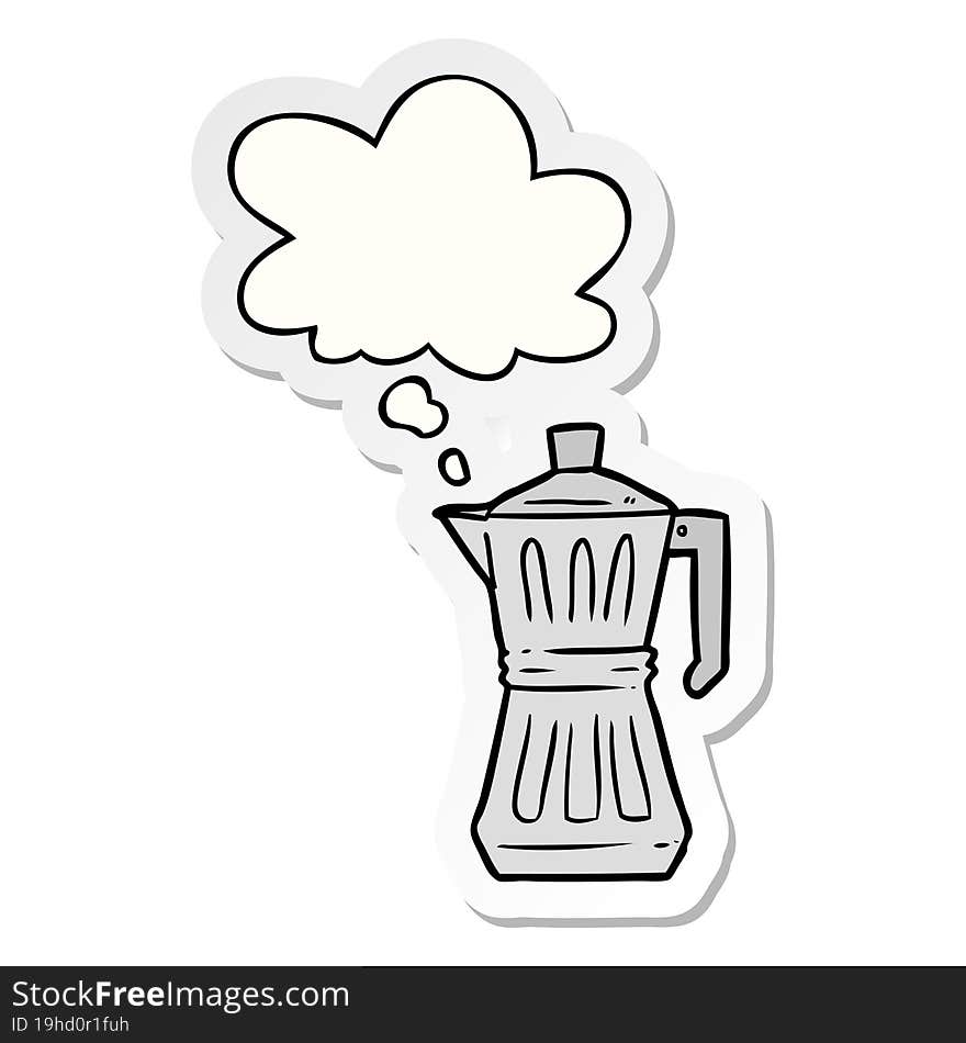 cartoon espresso maker and thought bubble as a printed sticker