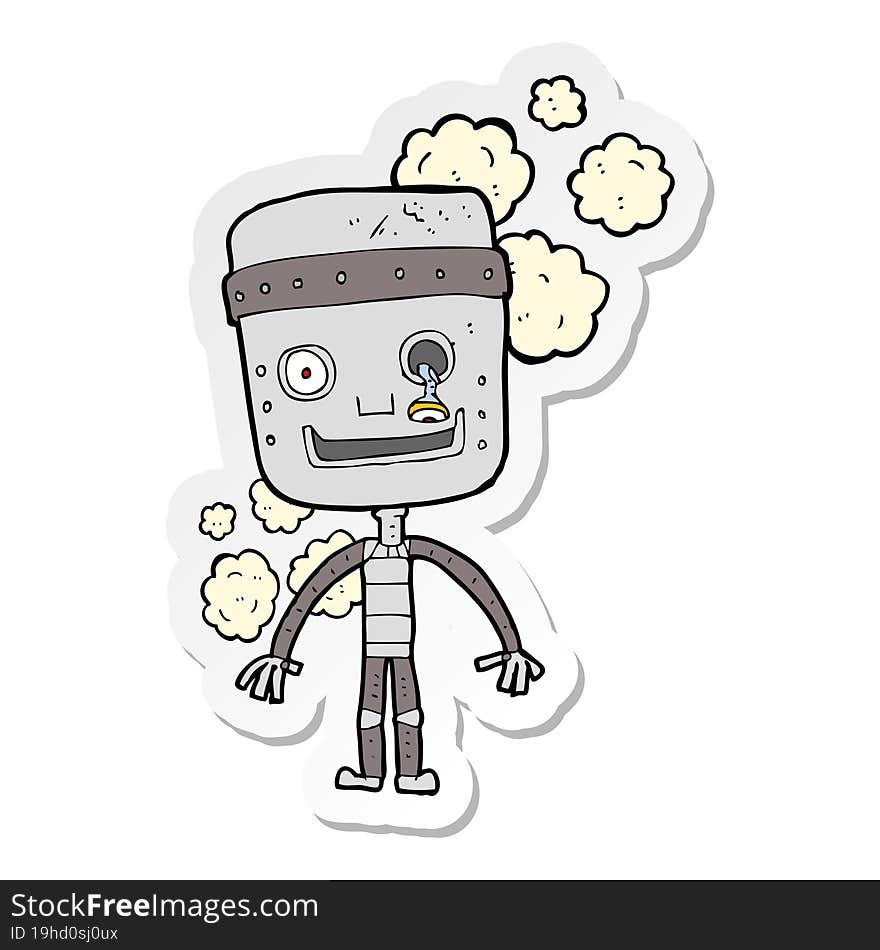 sticker of a cartoon funny robot