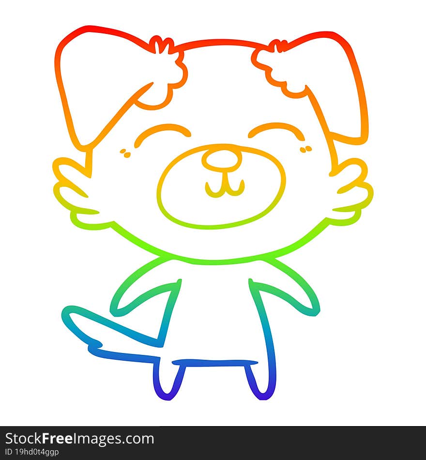 Rainbow Gradient Line Drawing Cartoon Dog