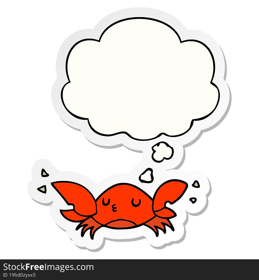 cartoon crab and thought bubble as a printed sticker