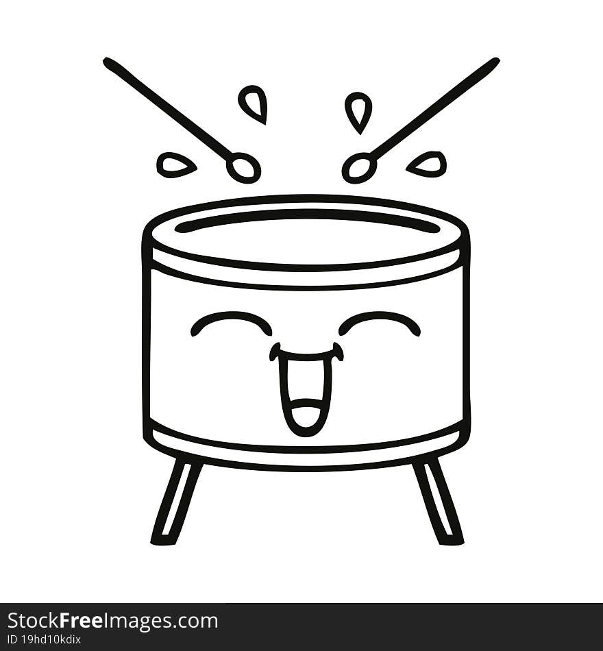 line drawing cartoon drum