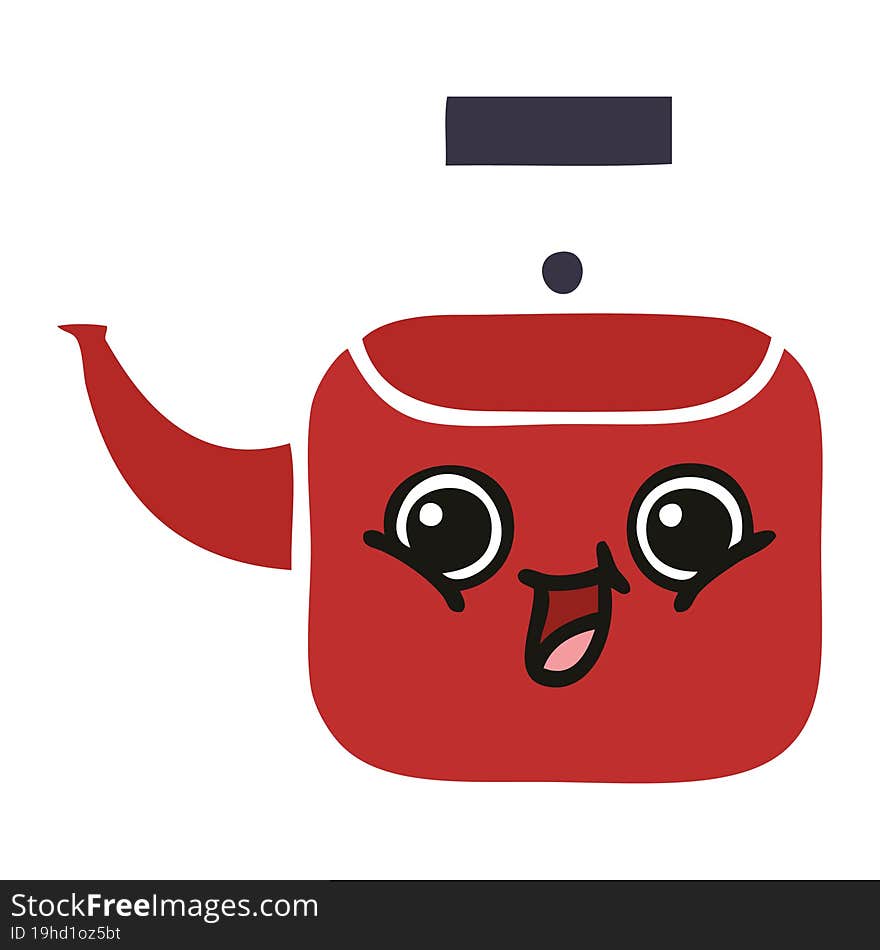 flat color retro cartoon of a kettle