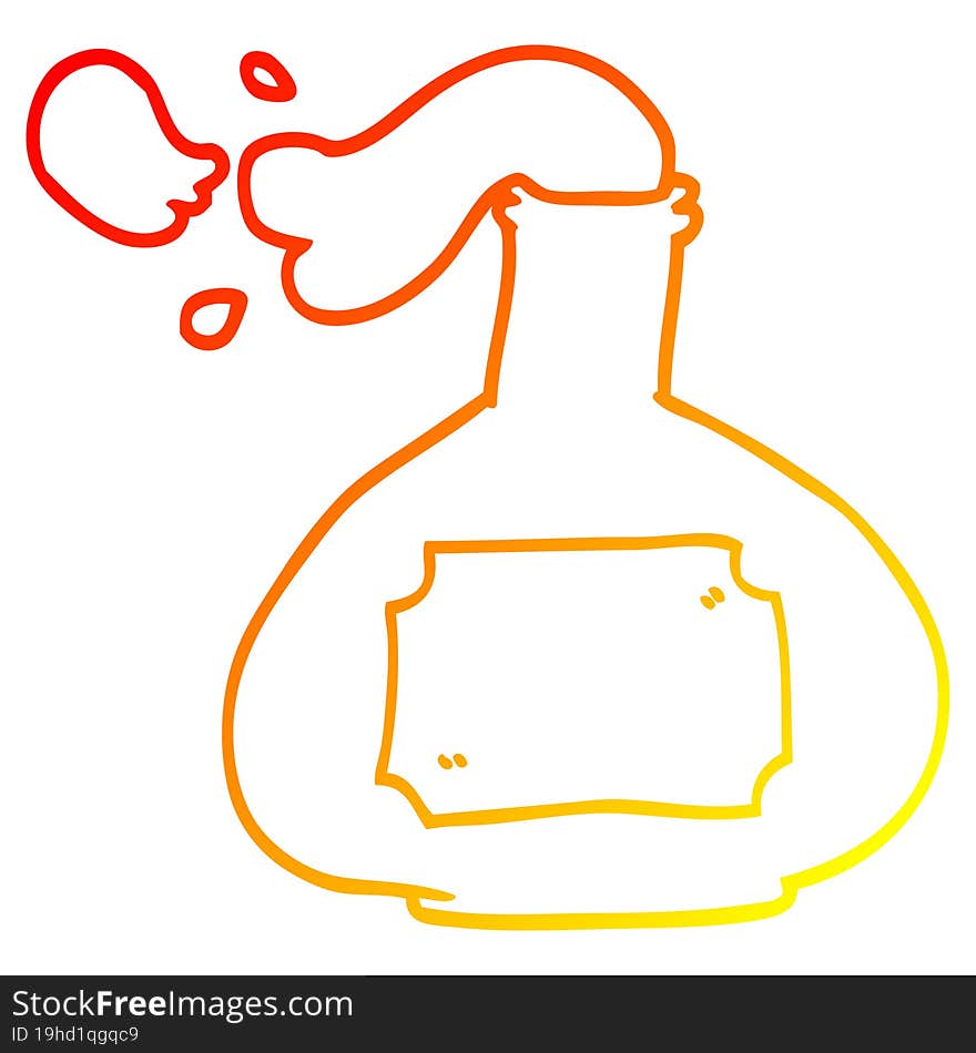 warm gradient line drawing of a cartoon potion bottle