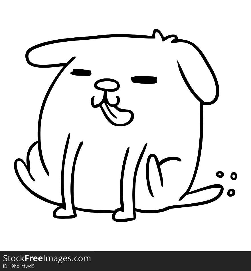 Line Drawing Kawaii Of A Cute Dog