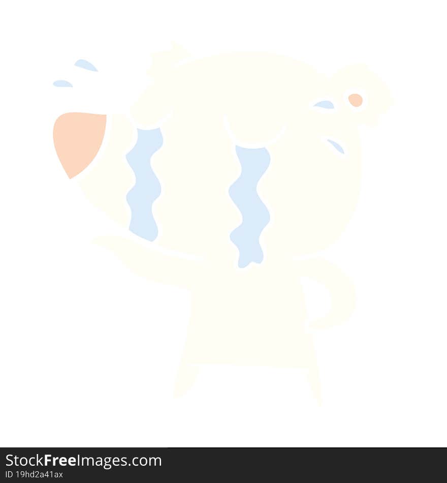 Flat Color Style Cartoon Crying Polar Bear