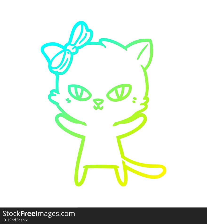 Cold Gradient Line Drawing Cute Cartoon Cat