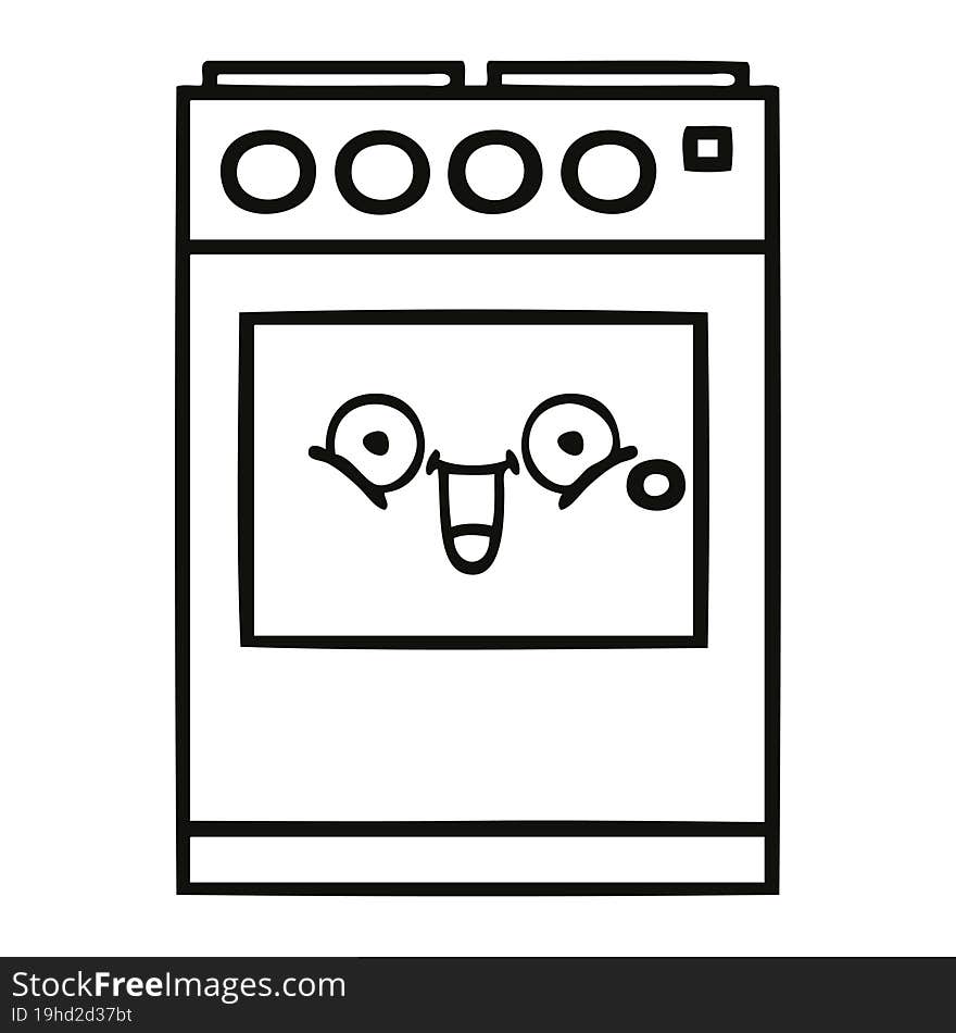 line drawing cartoon kitchen oven