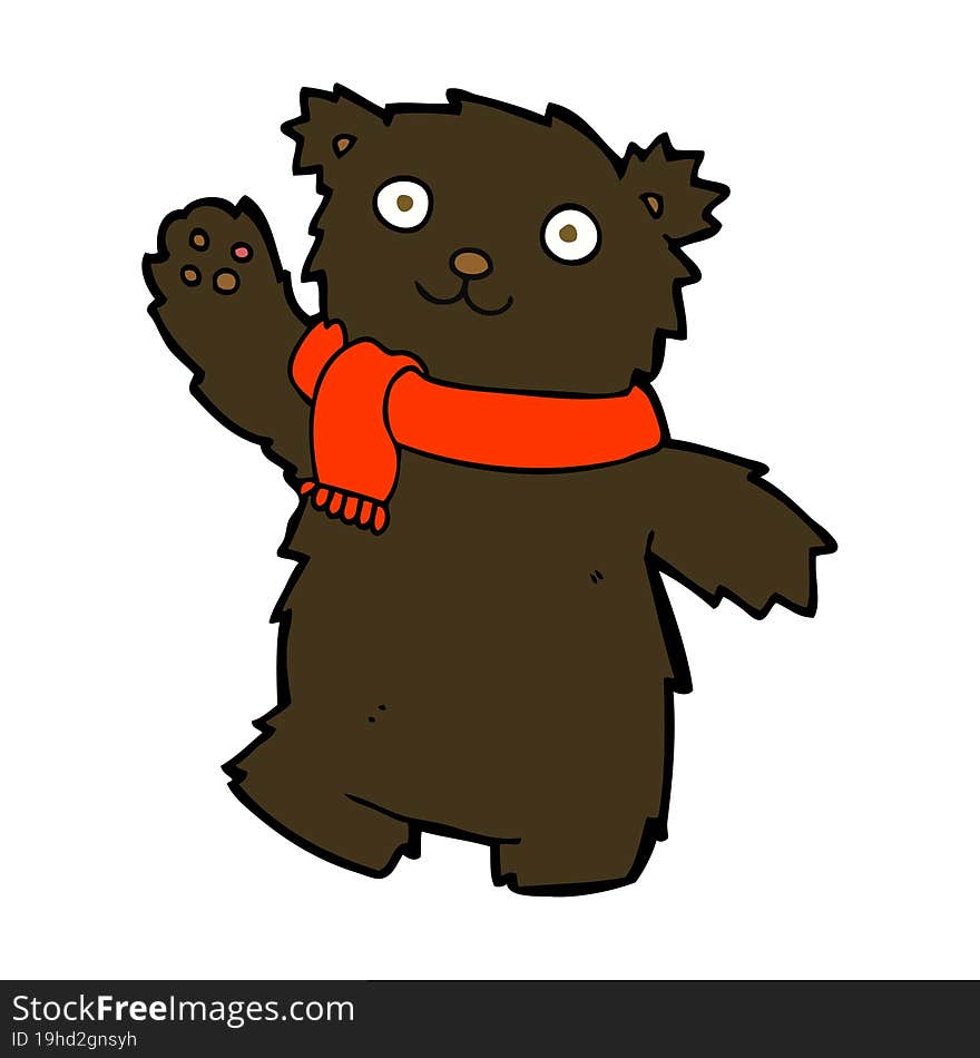 cartoon teddy bear wearing scarf