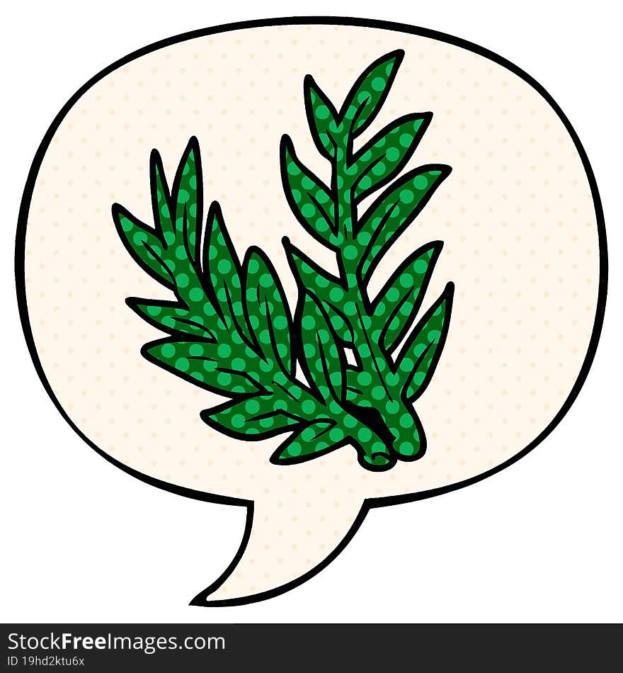 Cartoon Plant And Speech Bubble In Comic Book Style