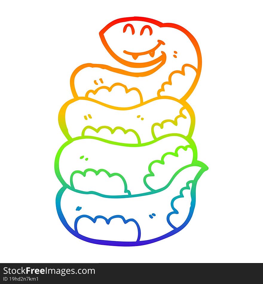 rainbow gradient line drawing cartoon snake