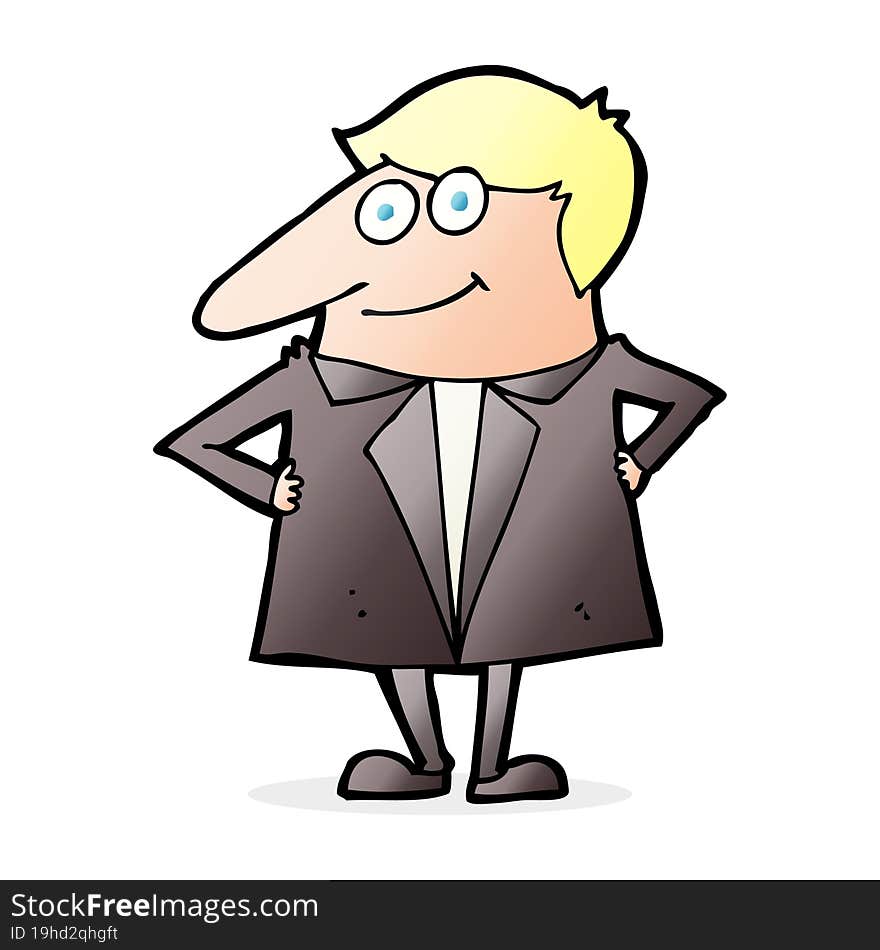 cartoon happy man in suit