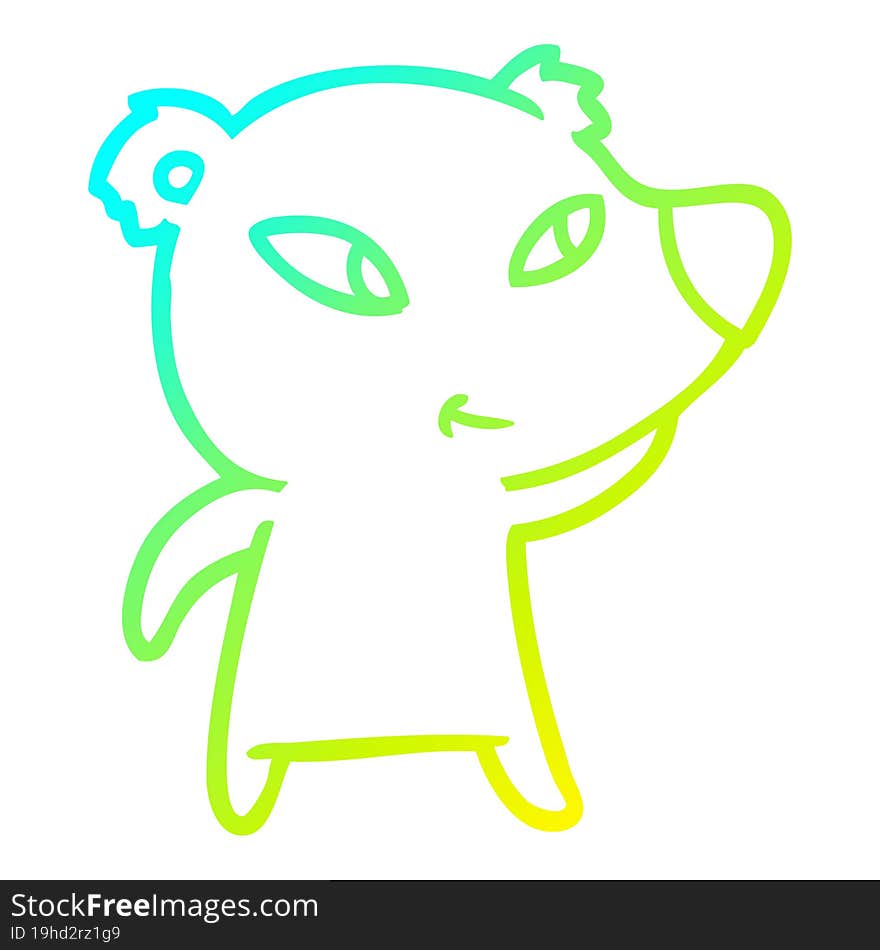 cold gradient line drawing of a cute cartoon bear