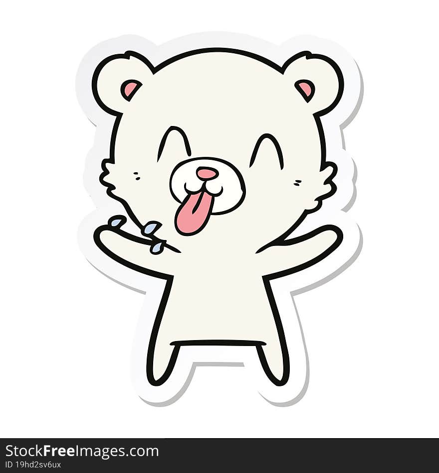 Sticker Of A Rude Cartoon Polar Bear Sticking Out Tongue