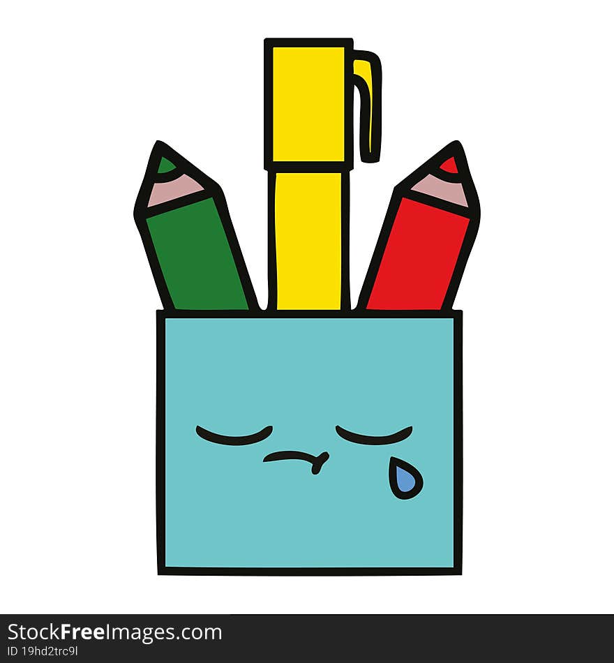 cute cartoon of a pencil pot. cute cartoon of a pencil pot