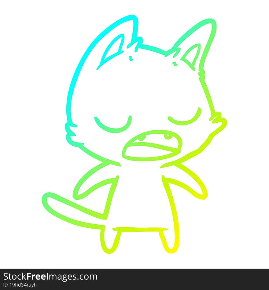 cold gradient line drawing talking cat cartoon