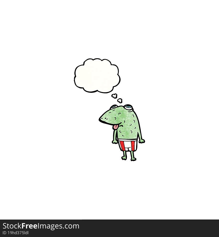 cartoon toad with thought bubble