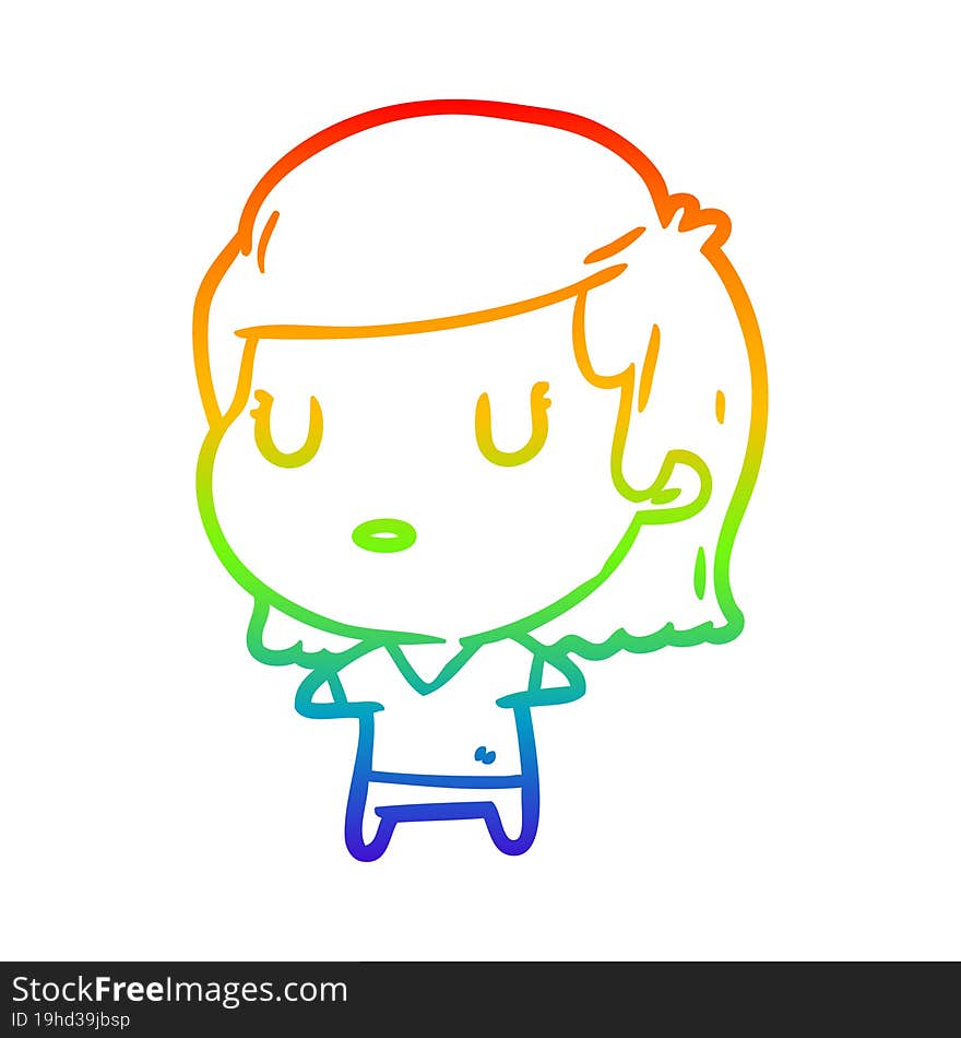 rainbow gradient line drawing of a woman