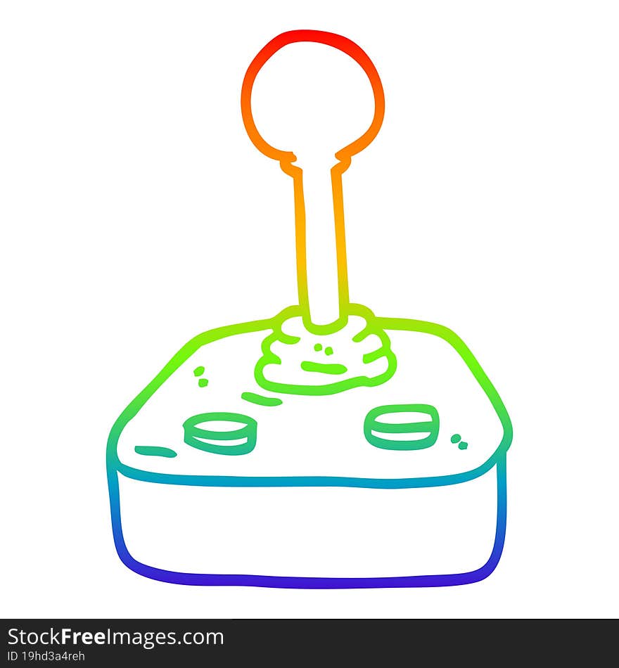 rainbow gradient line drawing of a cartoon joystick