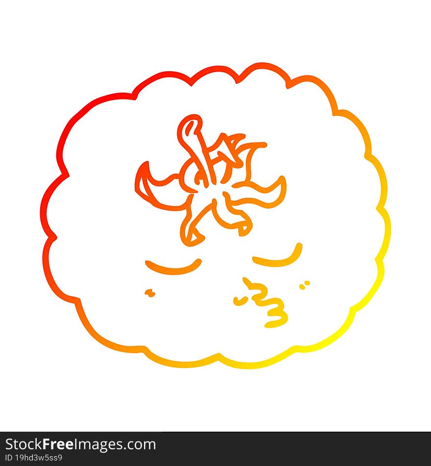 warm gradient line drawing of a cartoon tomato